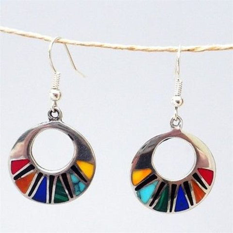 Mosaic Flat Hoop Earrings Handmade and Fair Trade