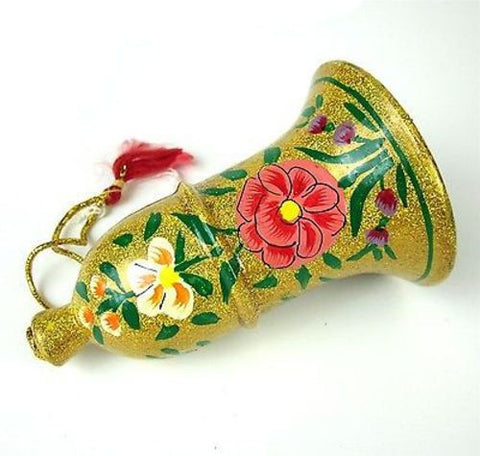Papier Mache Bell Ornament - 4 inch - Gold Glitter Handmade and Fair Trade