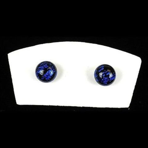 Handmade Medium Dichroic Glass Studs in Indigo Handmade and Fair Trade
